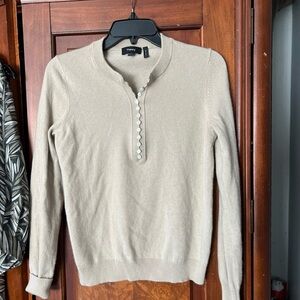 Theory Button placket cashmere Henley sweater in pale sand